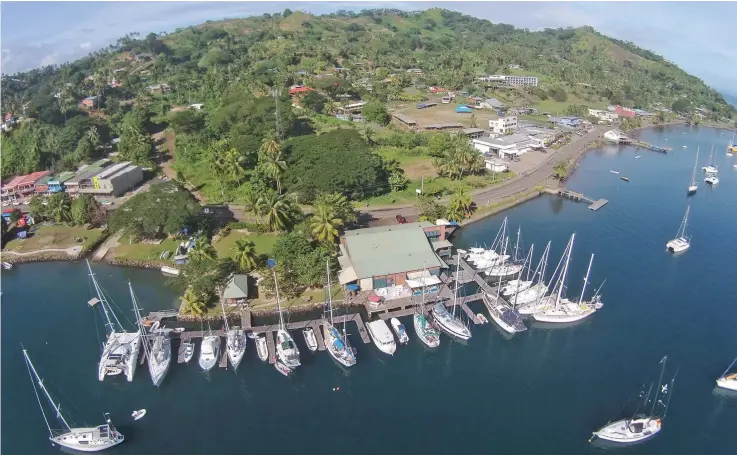  ?? An aerial view of the Copra Shed and parts of Savusavu Town. ??