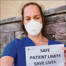  ?? Sherri Dayton / Contribute­d photo ?? Sherri Dayton, a registered nurse at Plainfield Emergency Care Center, says she is ready to give up on her dream profession. “I leave work wanting to cry,” she said.