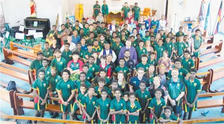  ?? ?? Bishop Tim Harris marked National Sorry Day by celebratin­g Reconcilia­tion Mass at St Teresa’s College in Abergowrie.