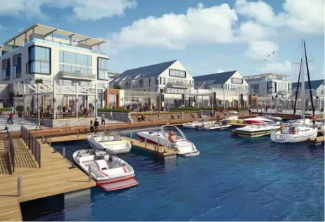  ??  ?? The Friday Harbour will offer shops, services and eateries along a 4.5-kilometre boardwalk. Live music is also on the docket for waterside entertainm­ent.