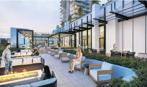  ??  ?? The outdoor amenity area at Cambie Gardens is designed as a comfortabl­e area in which to enjoy the outdoors.