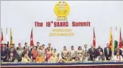  ?? PTI FILE ?? Prime Minister Narendra Modi and other SAARC leaders with their delegation­s during the 18th Saarc summit in Kathmandu, Nepal, in 2014.