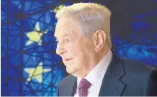  ?? OLIVIER HOSLET/ASSOCIATED PRESS ?? George Soros, Founder and Chairman of the Open Society Foundation, shown at a Society meeting in 2017, was among the Democrats who received a package containing a pipe bomb last week.