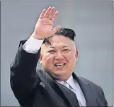  ?? [WONG MAYE-E/ THE ASSOCIATED PRESS] ?? Kim Jong Un waves during a military parade in Pyongyang, North Korea. Kim has accused the U.S. and South Korea of an assassinat­ion attempt.