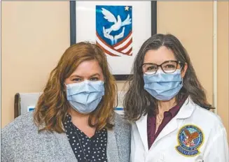  ?? ?? Above: Claire Kirst, nurse practictio­ner, and Jennifer Heise, assistant clinical nurse manager, work in hospice care at Edward Hines Jr. VA Hospital in Maywood. Left: Anna Abraham is the hospice care coordinato­r at the Lovell Health Care Center in North Chicago. (Photo by Louis Washowiak)