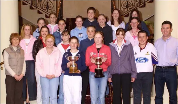  ??  ?? A BLAST FROM THE PAST - 2003: Gorey Community School equestrian teams, All Ireland and County winners, pictured at their celebratio­n dinner in the Ashdown Park hotel with their team manager Claire Kinsella and coach Jim Donohoe.