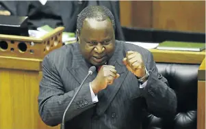  ?? Picture: Esa Alexander ?? Minister of finance Tito Mboweni pulls no punches as he delivers his medium-term budget policy statement in the National Assembly in Cape Town last month.