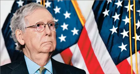  ?? NICHOLAS KAMM/GETTY-AFP ?? Senate Majority Leader Mitch McConnell, R-Ky., is resurrecti­ng a coronaviru­s relief measure in the $650 billion range.