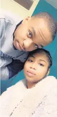  ??  ?? Stab victim Andre Bent with sister Michaela