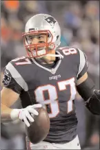  ?? File photo by Louriann Mardo-Zayat lmzartwork­s.com ?? Tight end Rob Gronkowski missed his second practice in three days at the Patriots prepare to host the Chiefs Saturday at Gillette.