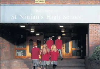  ??  ?? POPULARITY CONTEST: St Ninian’s High School, Giffnock, a denominati­onal school that has been so successful that thousands of families of all faiths and none have moved into its catchment area. Picture: Colin Mearns