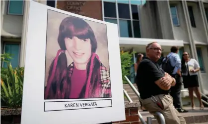  ?? Photograph: John Minchillo/AP ?? An image of Karen Vergata was shown at a news conference in Hauppauge, New York, on Friday to announce the identity of one of the victims in the Gilgo Beach killings.