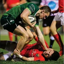  ??  ?? ARM’S LENGTH: Connacht’s Stephen Fitzgerald and Calvin Nash (above); CJ Stander and Billy Holland (below)