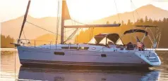  ??  ?? The Johnson’s Jeanneau 44i Keala at sunset off Rose Harbour, Queen Charlotte Islands