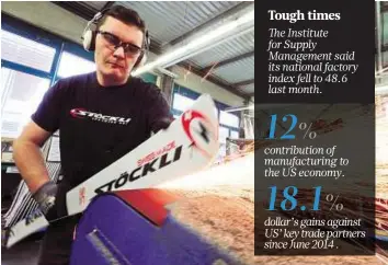  ?? Reuters ?? Modest Eurozone growth The plant of Swiss ski-maker Stoeckli in Malters. Eurozone manufactur­ing growth picked up to a 19-month high in November, but the pace was still relatively modest.