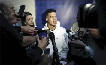  ?? AP photo ?? Michael Porter Jr. speaks to reporters during the NBA Draft combine on Thursday