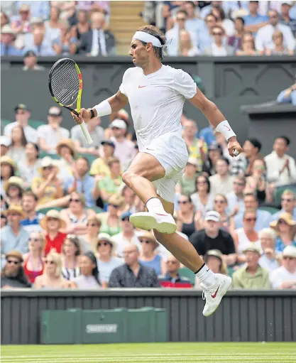  ??  ?? Spain’s Rafael Nadal celebrates his win against Kazakhstan’s Mikhail Kukushkin in the second round.