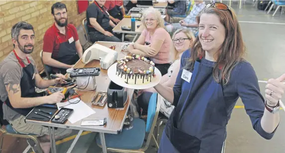  ?? Picture: Ian Hargreaves ?? Pictured: Founder Clare Seek celebrates The Portsmouth Repair Cafe first birthday in 2019.