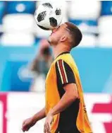  ?? AP ?? Belgium’s Eden Hazard controls the ball during a training session at the Kaliningra­d stadium.