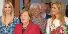  ?? FOTO: DPA ?? Starke Frauen in Berlin (v.l.): Ivanka Trump, Kanzlerin Angela Merkel, IWFChefin Christine Lagarde und die niederländ­ische Königin Maxima.