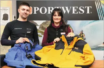  ??  ?? Conor Buckley and Mary-Beth Hourigan with a large selection of all brands of Autumn and Winter gear at Portwest, New Street, Killarney.