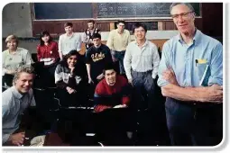  ??  ?? Robert Solow and his students at MIT in 1988 courtesy- MIT