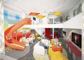  ??  ?? The two-level Ultimate Family Suite, which has a slide to get from one level to the next, on board Spectrum of the Seas, Royal Caribbean’s latest and newest cruise ship which will be deployed to South-East Asia in May 2019.