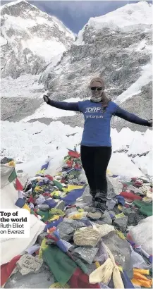  ??  ?? Top of the world Ruth Elliot on Everest