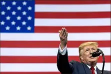  ?? Saul Loeb/ AFP/ Getty Images ?? President Donald Trump gestures as he speaks Thursday during a campaign rally in Cincinnati.