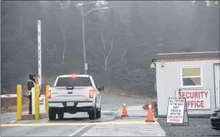  ?? JOE GIBBONS/THE TELEGRAM ?? A manned security station was installed recently on the road leading to the North West Atlantic Fisheries Centre at White Hills in St. John’s.