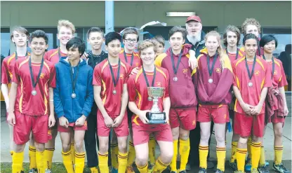  ??  ?? The Drouin Dragons defeated Phillip Island 2-1 to win the under 16 premiershi­p. It capped another successful season for the club, with the senior team also winning the grand final while the under 12 and under 14 teams finished runners up.
Pictured are...