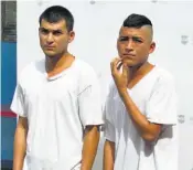  ??  ?? Arrestados. Erick Alcides Muñoz Ascencio y Jonathan Ernesto Reyes Aguirre.