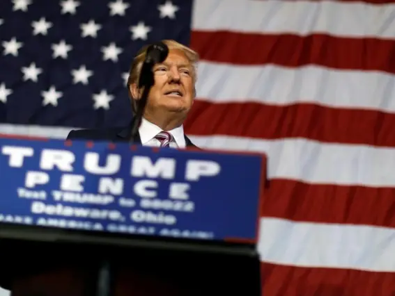  ??  ?? Donald Trump holds a campaign rally in Delaware, Ohio (Reuters)