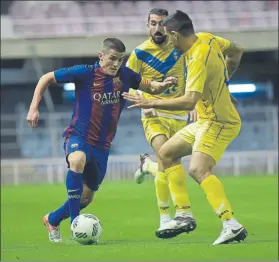  ?? FOTO: MANEL MONTILLA ?? Sergi Palencia fue el mejor del Barça B Sus internadas no tuvieron premio