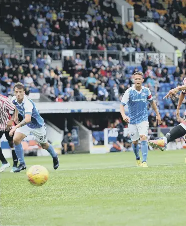  ??  ?? Striker James Vaughan.