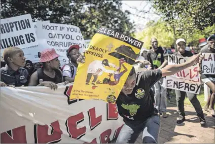  ?? Photo: Gianluigi Guercia/afp ?? No to nuclear: Anti-nuclear campaigner­s say nuclear energy is costly to produce and they worry about issues such as power plants meltdowns, cancers, waste risks and weapons proliferat­ion.