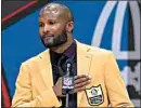  ?? DAVID RICHARD / AP, FILE ?? Former NFL player Champ Bailey speaks during the induction ceremony at the Pro Football Hall of Fame on Aug. 3, 2019.