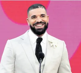  ?? ?? Drake appears at the 2021 Billboard Music Awards in Los Angeles. He received seven nomination­s for the 2024 BET Awards.