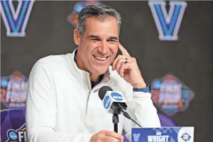  ?? STEPHEN LEW/USA TODAY SPORTS ?? Jay Wright talks to media during a press conference before the Final Four in New Orleans.