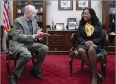  ?? EVAN VUCCI — THE ASSOCIATED PRESS ?? Supreme Court nominee Ketanji Brown Jackson meets with Senate Judiciary Committee ranking member Sen. Chuck Grassley, R-Iowa, on Wednesday.