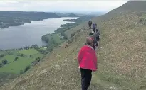  ??  ?? Part way along the Ullswater Challenge.