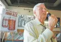  ?? JOSH BACHMAN /THE LAS CRUCES SUN-NEWS VIA AP ?? New Mexico State University Chancellor Garrey Carruthers introduces on Thursday the new ‘Pistol Pete’s 1888 Ale.’ Carruthers recently announced he will step down as the head of the university next summer.