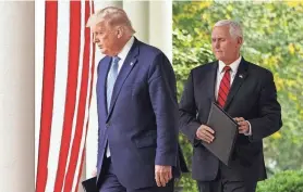  ?? MANDEL NGAN/AFP VIA GETTY IMAGES, FILE ?? Making unproven and false claims of fraud, former President Donald Trump demanded that former Vice President Mike Pence on Jan. 6, 2021, throw out electoral votes from states that President Joe Biden won. But ultimately Pence refused.
