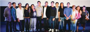  ??  ?? PANATA TEAM The cast and crew of Panata with Director Brillante Mendoza (6th from left)