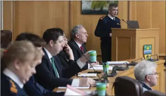  ?? Photo by Dominick Walsh ?? RIGHT: Garda Commission­er Drew Harris addresses the JPC meeting.