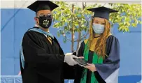  ??  ?? RIGHT: Anabelle Averella receives her diploma from Principal Carl Marano.