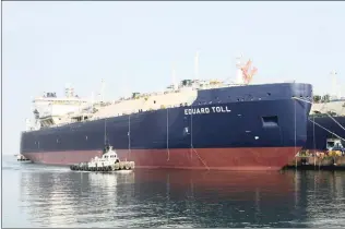  ?? Picture: Brian Ingpen ?? ICE ROUTE TANKER: The specially built LNG carrier Eduard Toll was the fourth of 15 similar vessels built to move gas from the Yamal Peninsula in Arctic Russia to China via the north-east passage.