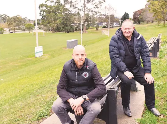  ??  ?? Warragul United Soccer Club secretary Paul Sheehan and president Peter O’Dea want answers on Baw Baw Shire’s commitment to upgraded or additional soccer facilities in Warragul.