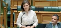  ??  ?? Green MP Chloe Swarbrick answered hecklers with ‘‘OK Boomer’’ in Parliament.