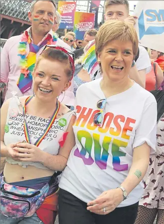  ??  ?? GLASGOWFir­st Minister Nicola Sturgeon leads the Pride parade